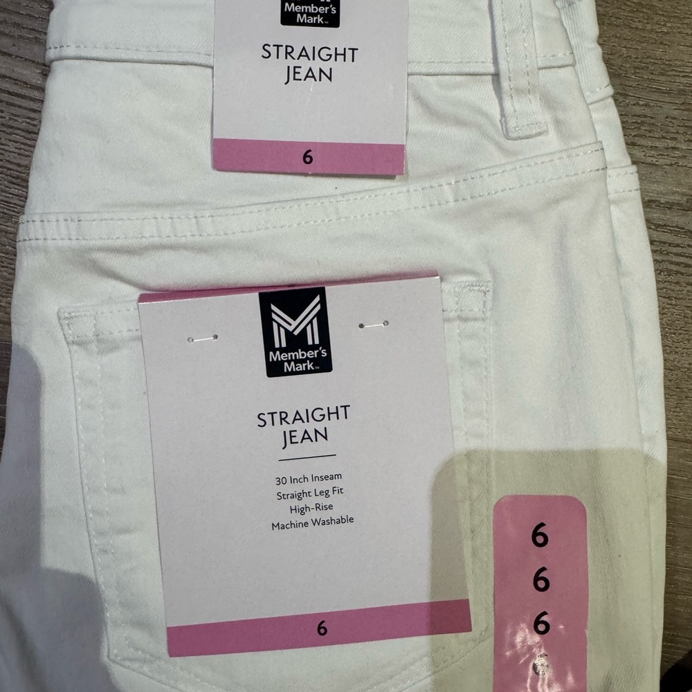 Member's Mark White Straight Leg Jeans - High-Rise Comfort